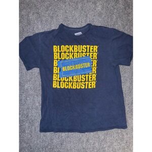 Blockbuster Video Mens Graphic T-Shirt Navy Blue Retro Movie Logo Large L